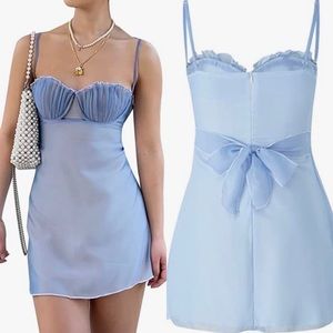 Spaghetti Strap Lace Satin Slip Mini Dress